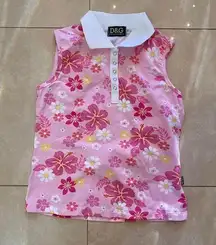 Vintage Dolce and Gabbana tank top with collar Hawaiian pink shirt