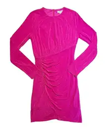 ASOS Urban Revivo Pink Long Sleeve Slinky Mini Ruched Side Dress Size 6