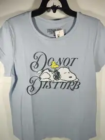 Peanuts Snoopy Do Not Disturb Women's Size Medium T-Shirt Light Blue NWT