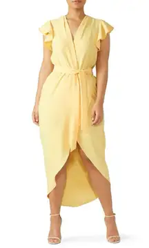 Amanda Uprichard Martinique Yellow Midi Belted Wrap Dress size 2X