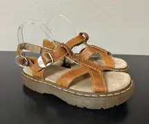 VTG Dr Martens Chunky Brown Leather Fisherman Sandals Women 9 Y2K Flaw Grunge