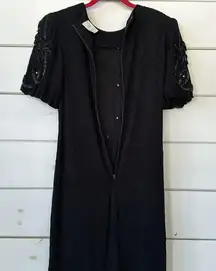 Vintage 80’s  Petite Black Cocktail Party Dress Size 12