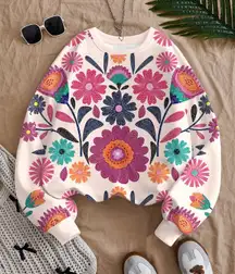 Colorful Floral Long Sleeve Sweatshirt