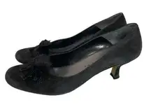 Size 11M J.Renee Women's Black Suede Pumps "Matty" Kitten Heel 2"