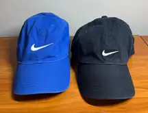 Bundle of 2 Nike Swish Logo Hats Adjustable Back Casual Baseball Cap Hat OSFM
