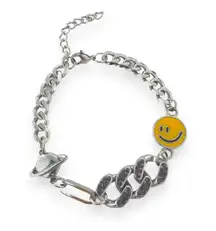 Planet Smiley Face Charm Bracelet for Men Women Punk Hip Hop Unisex Style