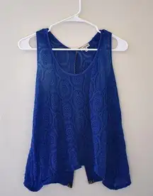 2/$15 M- Lily White Embroidered Royal Blue Blouse