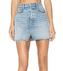 Grlfrnd x Revolve Size 27 (4) Milla Denim Mini Skirt Light Wash - Made in USA