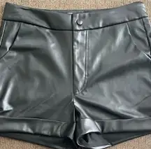 Faux Leather Black Shorts