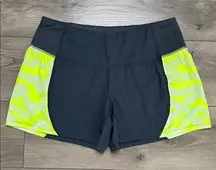 Brooks Nightlife 5” Lined Running Shorts Yellow Gray Size Large