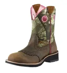 Ariat Fatbaby Cowgirl Western Boot Brown Camo shaft Mid calf Women’s size 10