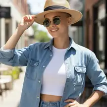 Joe Fresh Women’s Denim button up Casual Minimalist Chambrey M