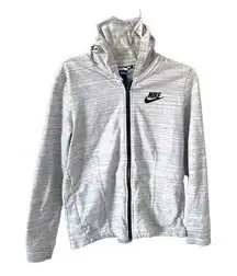 Nike Full Zip Jacket Hoodie Black White Gray Size Medium