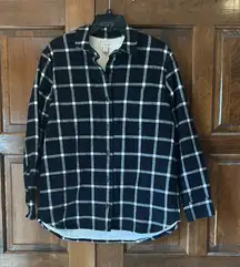 NWT J. Crew Size Small S Black Plaid Sherpa Lined Shacket Shirt Jacket Fleece