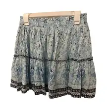Princess Polly Morning Mist Blue Floral‎ Mini Skirt