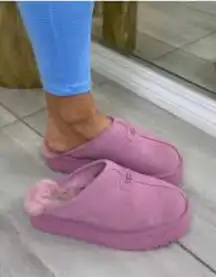 UGG Disquette Pink Suede Sheepskin Slippers - Women's US 9