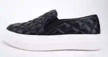 Black Platform Quilted Slip On Sneaker