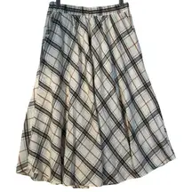 Vintage Plaid Maxi Skirt Elastic Waist 100 Cotton Size L