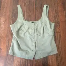 A New Day women’s olive green sleeveless button front top vest