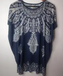 Cristinalove Blue White Tunic Top L