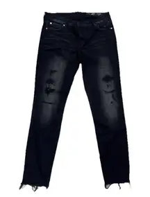 ARMANI EXCHANGE WOMEN'S 30 J01 SUPER-SKINNY JEANS BLACK Raw Hem