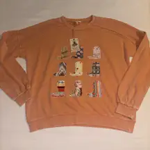 Easel boot print orange crewneck sweatshirt  size small