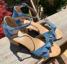 Aerosoles  Heelrest Cuff Link Blue Denim Cork Ankle Strap Heels