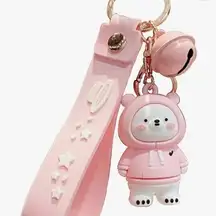 Key chain cartoon cute pink bear key chain pendant car backpack doll