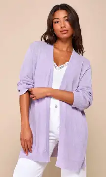 Lulus Comfy Memories Lavender Knit Open-Front Cardigan NWT Size S‎