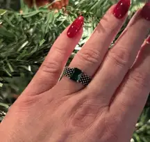 NWOT Green Zircon Emerald Cut Ring – Adjustable Mesh Band