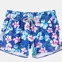 NWT SURFCUZ Blue and Pink SWIM Floral Shorts with Elastic Waistband