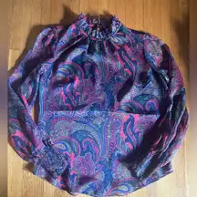 Lauren Ralph Lauren High Neck Flowing Paisley Top, Size Medium, NWT