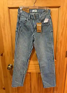 Kensie Vintage Lux The Ella Straight Leg Striped Blue Jeans NWT