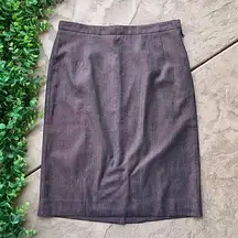 See by Chloe Wool Metallic Pinstripe Pencil Skirt Career Gray-Brown Red Size 10