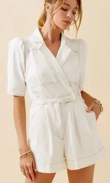 Boutique NWT Day + Moon White Denim Romper