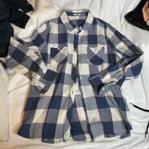 LEVIS Plaid Button Down Longsleeve Red White Blue Shirt Medium Flannel‎ Cotton