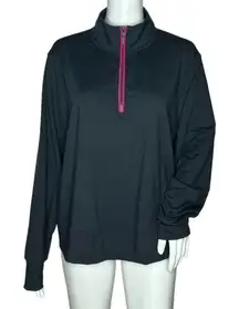 Peloton Warm Up Quarter Zip Pullover Women's Size‎ XL Gray Pink Zip Mock Neck