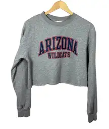 University of Arizona Wildcats Cropped Crewneck in Grey/Navy/Red M