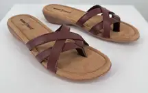 Minnetonka Sunny Leather Flip Flop Thong Sandals in Dark Brown size 9N NIB