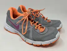 Nike Revolution 2 Gray Orange Lace Up Running Athletic Shoes Women's Size 7‎