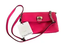 Y2K AESTHETIC HOT PINK LEATHER CHAIN LOCK LINK‎ CALVIN KLEIN SHOULDER BAG NWT