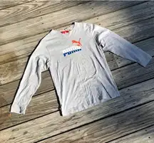 GREY LONG SLEEVE  LOGO GRAPHIC TOP