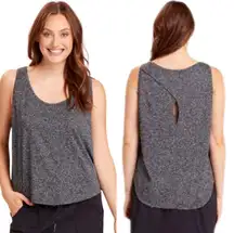 XCVI Wearables Lura Tank in Midnight Black Heather Keyhole Back Women's Medium