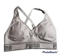 Puma Padded Sports‎ Bra Size Medium Light Gray