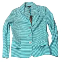 Talbots Aqua Blue And White Striped Blazer Size SP