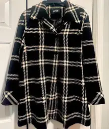 Apt 9 black white plaid pea coat XL