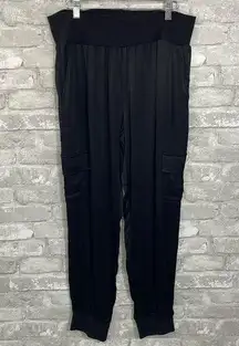 Vici Black Satin Cargo Joggers