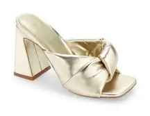 Open Edit Nordstrom Saydee Gold Metallic Puff Sandal Heel, NWOT, Size 5.5