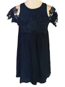 Speechless lace trimmed cold shoulder dress