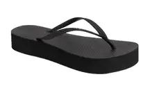 Platform Flip Flops Black Size 10